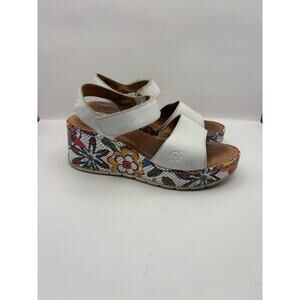 Born Curstyn White Leather Platform Sandals Women Size 7